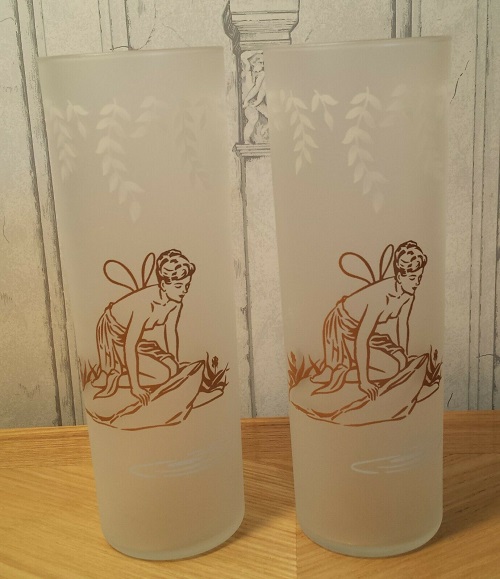 White Rock Nymph Fairy Highball Drinking Glasses