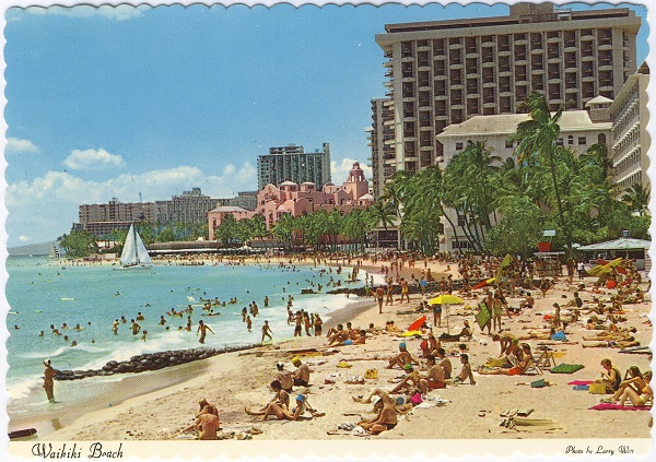 Colorful Heart of Waikiki Beach Postcard